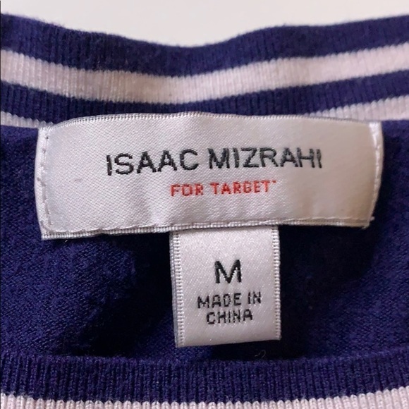 Isaac Mizrahi Nautical Preppy navy blue Short Sleeve sweater Top medium - Picture 7 of 8